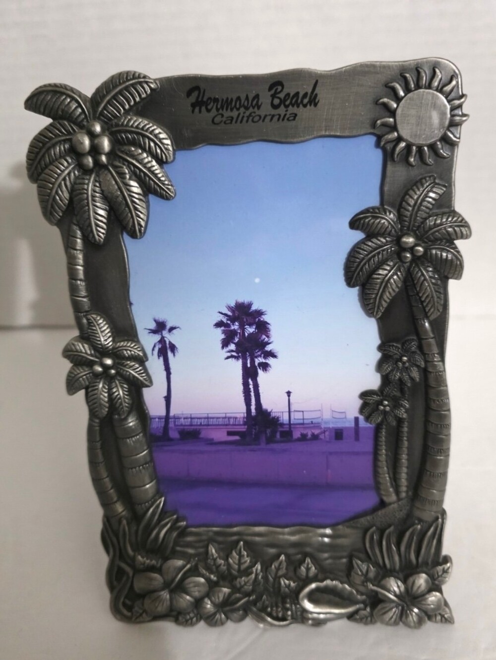 Hermosa Beach California Palm Tree Silver Picture Frame Very Pretty New